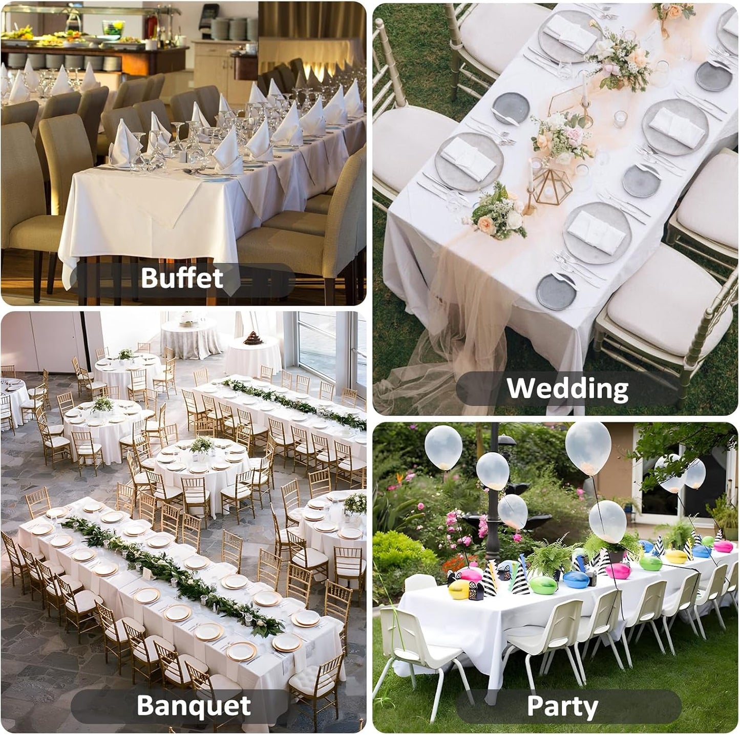 12 Pack White Table Cloth 60 x 126 Inch Rectangular Tablecloths for 8 Foot Rectangle Tables, Wrinkle Resistant White Tablecloth Washable Polyester Fabric Table Covers for Buffet Wedding Party Banquet