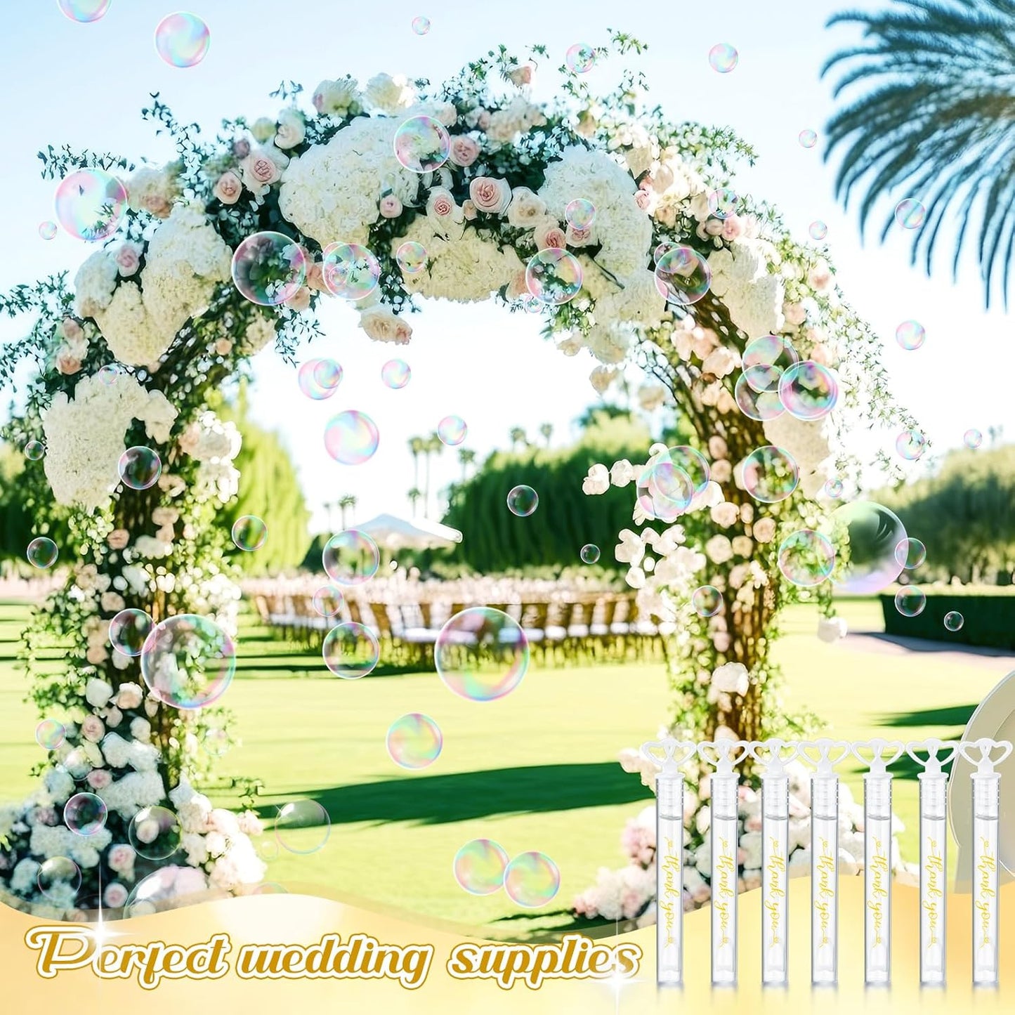 150 Pcs Bubble Wands Bulk for Wedding Party Mini Heart Wand with Bubble Solution for Wedding Bridal Showers Valentine Anniversary Graduation Birthday Supplies(White,Thank You)