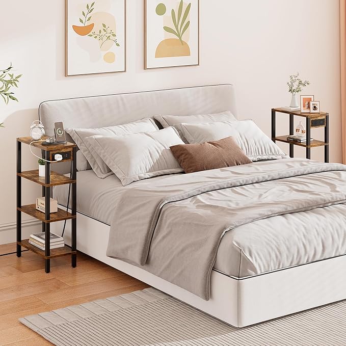 TUTOTAK Narrow Side Table with Charging Station, Small End Table with USB Ports - Image 9