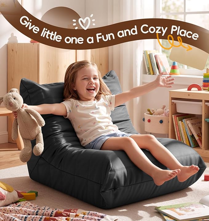 Hobestluk Small Bean Bag Chair Lazy Floor Sofa, Memory Foam Fireside Sofa - Image 9