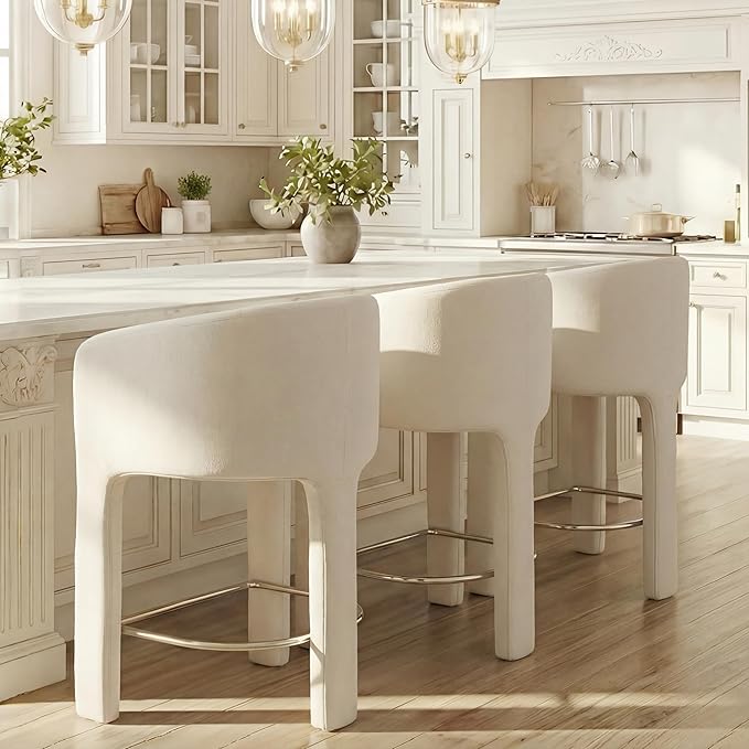 HNY Modern Counter Height Bar Stools Set of 3, 26”H Barrel Counter Stools - Image 7