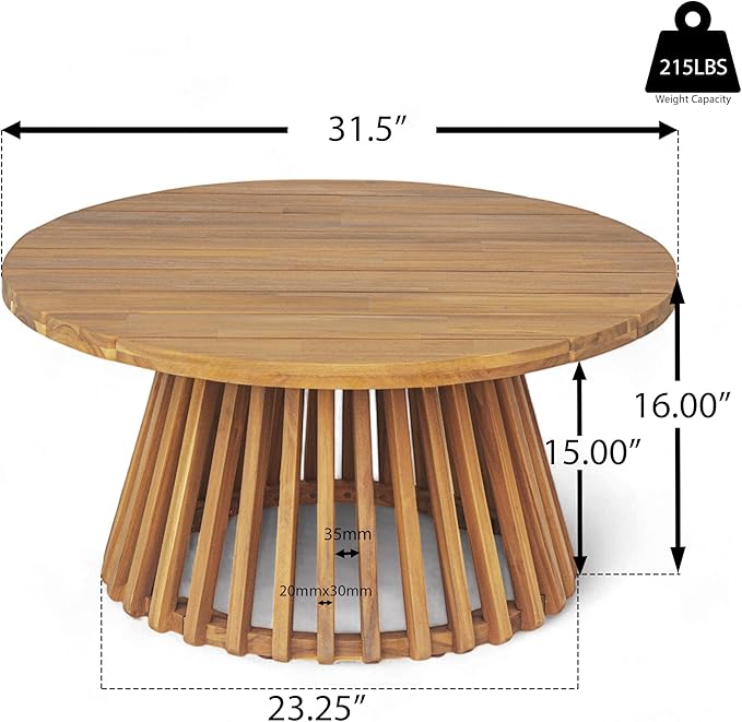 Merax Outdoor 4-Piece Acacia Wood Conversation Set - Image 7