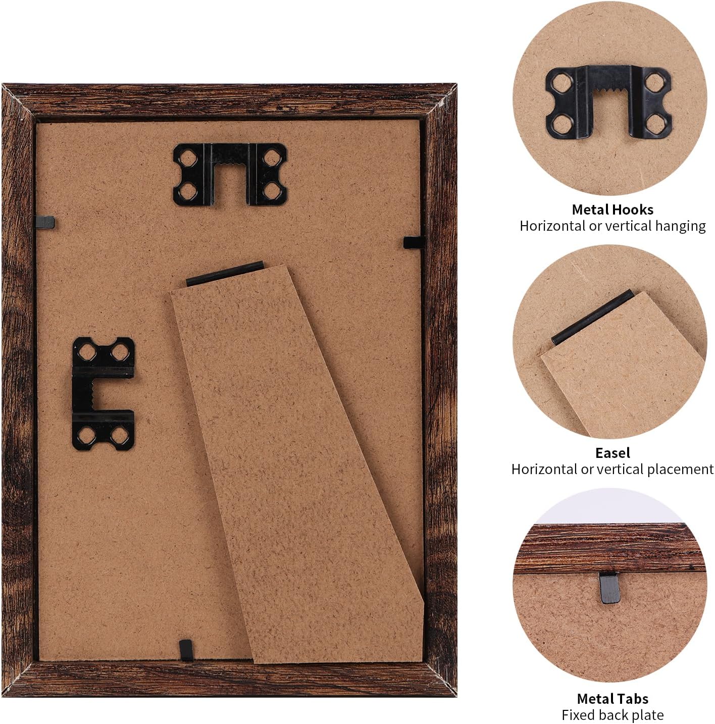 PETAFLOP Wooden Bulk 5x7 Picture Frame Set of 18, Rustic Brown Photo Frames Fits 5 by 7 for Wall or Tabletop Display