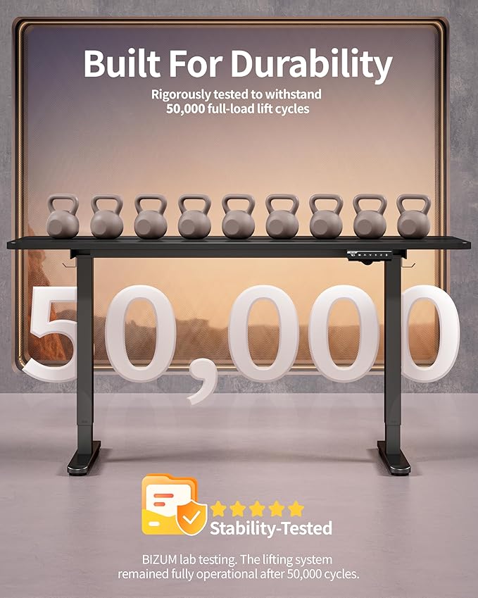 BIZUM Electric Standing Desk 63 x 24 Inch Computer Desk-Gaming Desk Black Home - Image 8