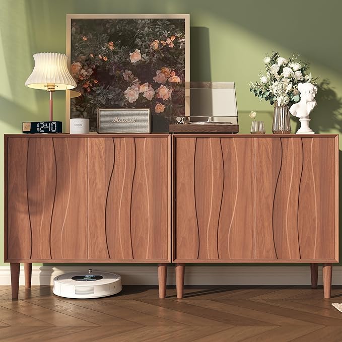 Easyego 63″ Mid Century Modern Sideboard Buffet Cabinet, Walnut Wood Accent - Image 8