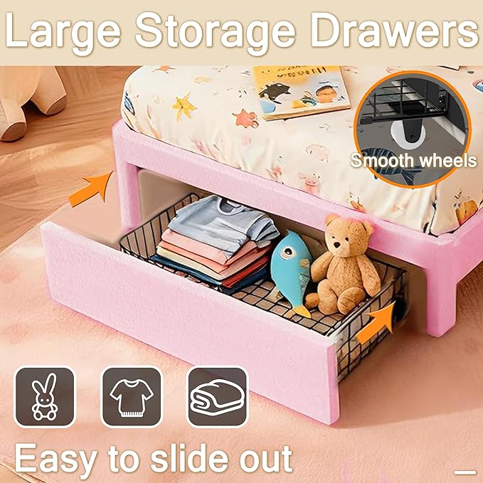 Twin Multifunctional Upholstered Bed,Children’s Bed - Image 9