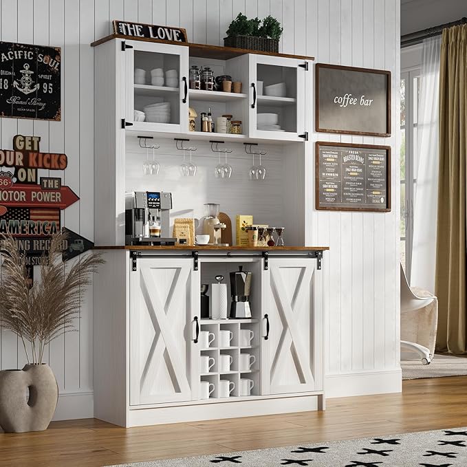 4ever2buy Farmhouse Coffee Bar Cabinet - Image 7