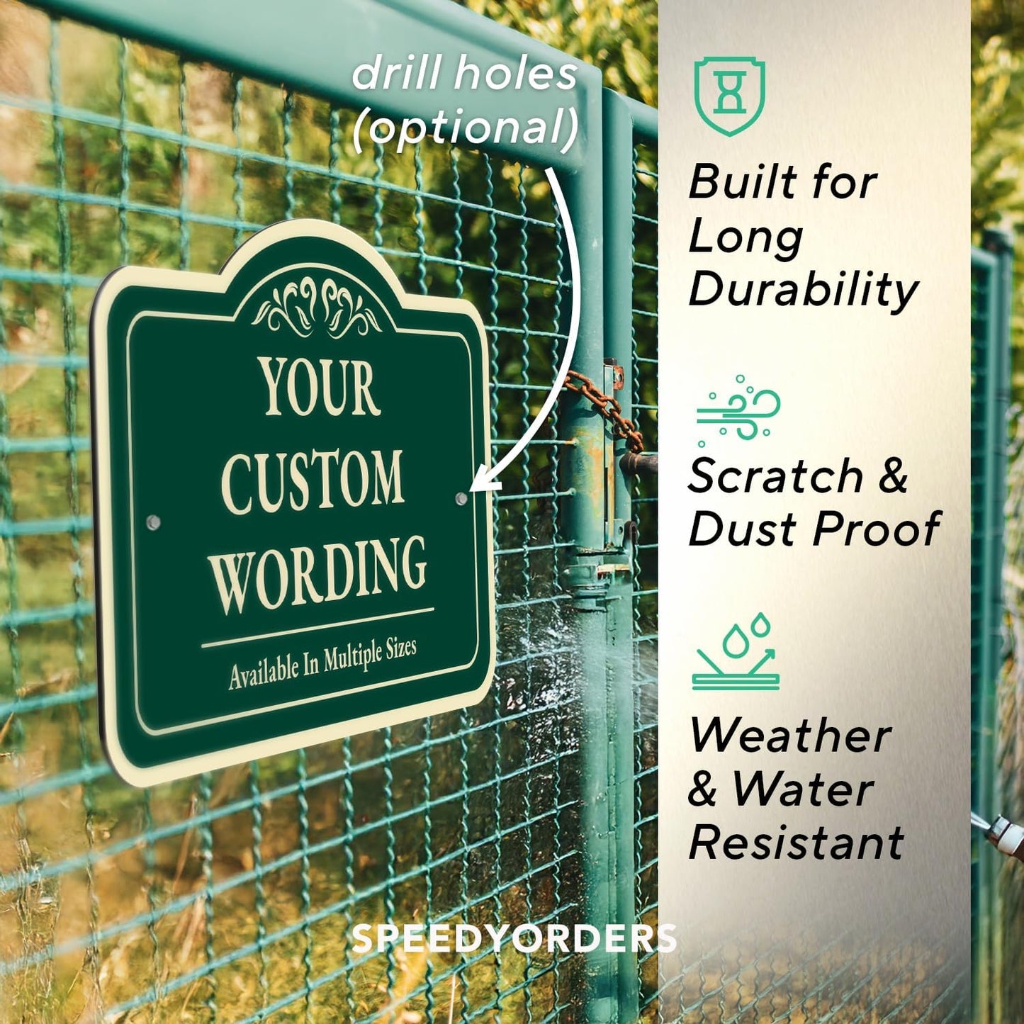 Custom Aluminum Outdoor Sign - Personalized Driveway Sign, Waterproof USA Made, Forest Green 10x7 In