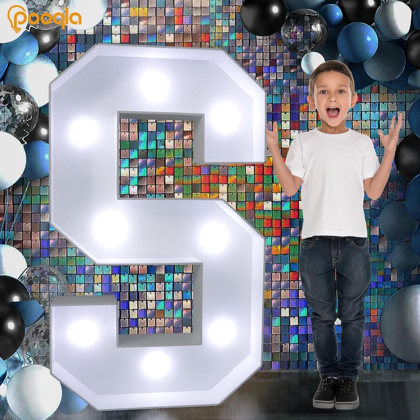 Pooqla 3FT Light Up Marquee Letters, Cool White and Warm White LED Large Lighted Marquee Letters, Giant Mosaic Letter Sign for Balloons Birthday Anniversary Wedding Party Decoration, LED Letter K