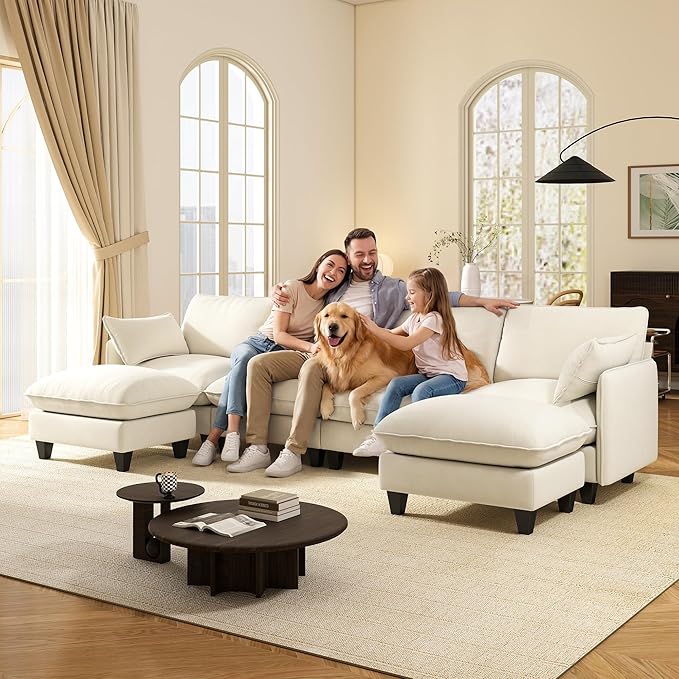 Ihanherry 139" U-Shaped Modular Sectional Couch, Oversized Cloud Sofa - Image 9