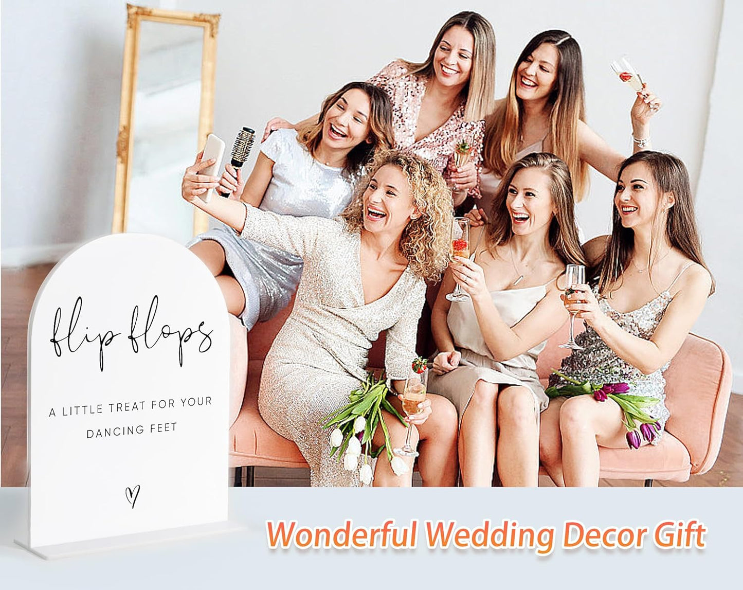 Wedding Flip Flops for Guests Sign, White Arch Acrylic Sign, Wedding Dance Floor Props, Bridal Shower Decor, Engagement Party Decor, Centerpiece Table Decorations Party for Bride and Groom-17