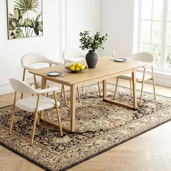 DUMOS Dining Chairs Set of 4, Linen Fabric Upholstered Kitchen Side Chairs - Image 7
