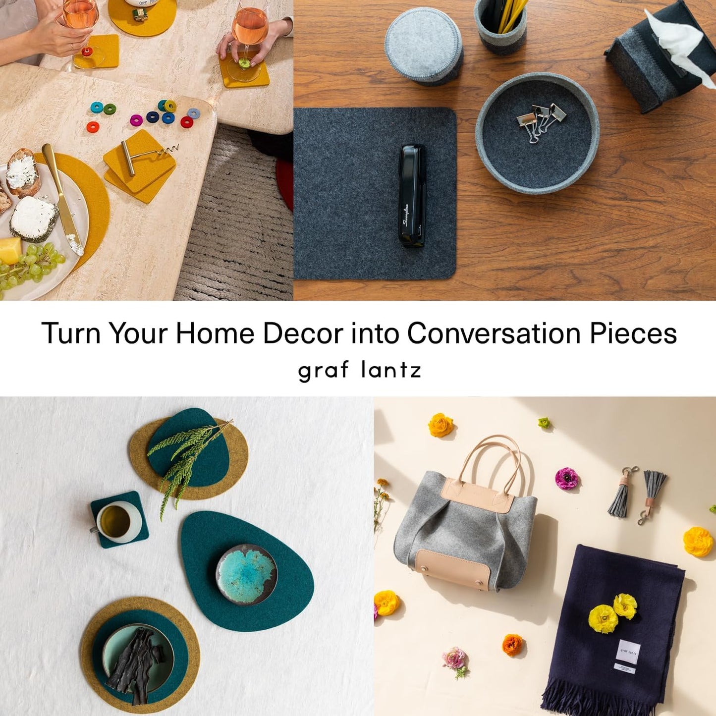 Graf Lantz - Wine-Ote's Merino Wool Wine Glass Charms (Happy) 7 Count - Drink Markers with Note Card - Reusable - 7 Colors - Boho Style - Home Decor, Party Favors & Vacation Essentials - 5mm Felt