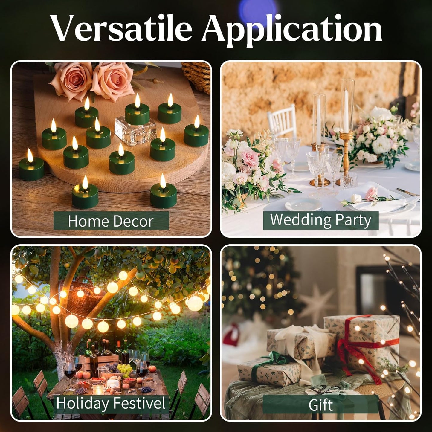 Eywamage Green LED Tealights with Remote Batteries, Flickering Flameless Tea Lights Votive Candles Set of 12