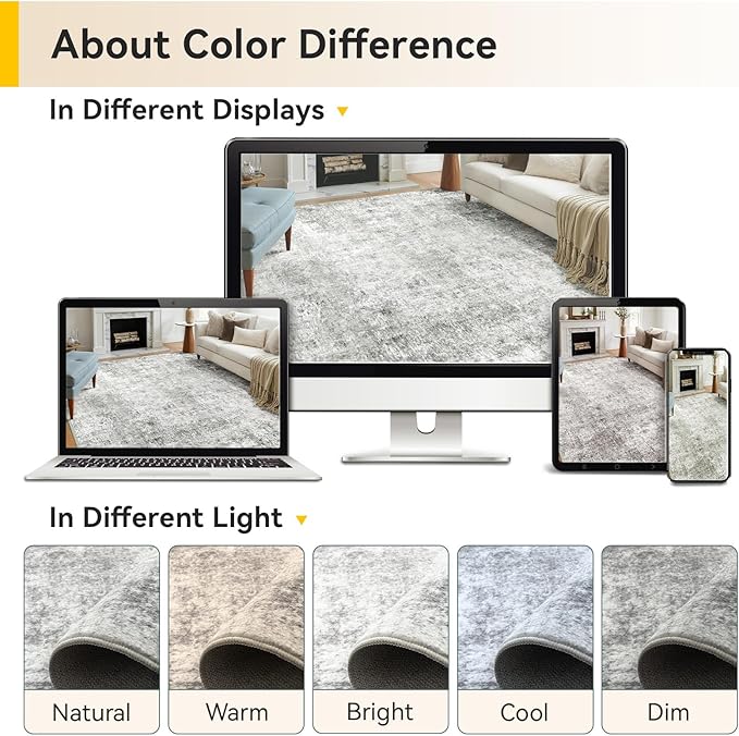 RELEANY Washable Area Rugs 4'x6' Non-Slip Modern Abstract Soft - Image 9