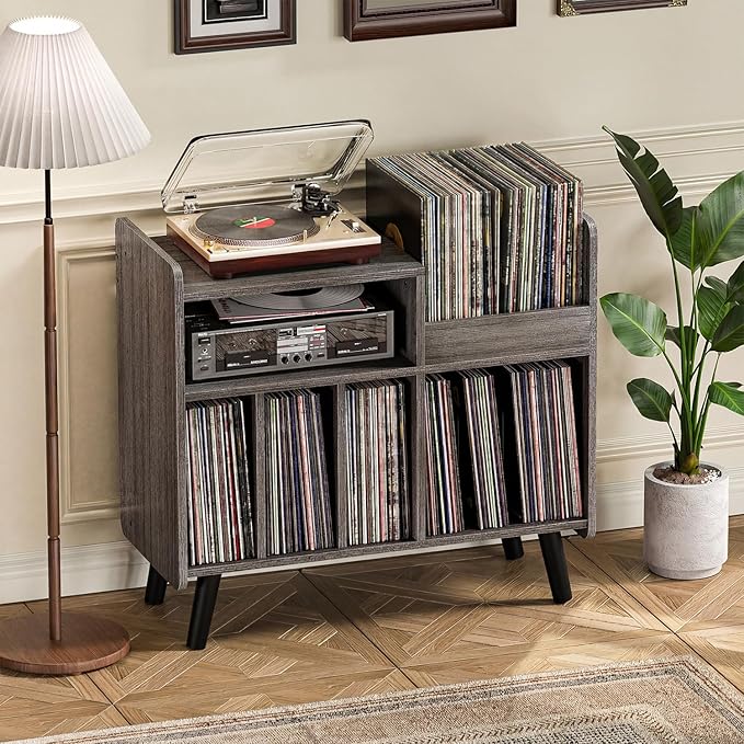 Record Player Stand, Large Record Player Table Cabinet - Image 8