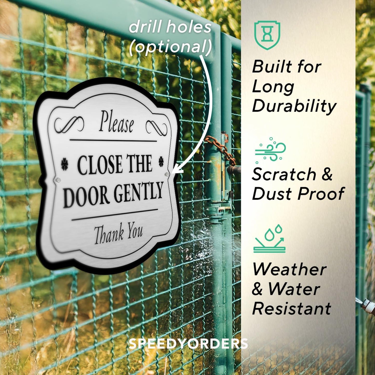 Custom Outdoor Personalized Aluminum Driveway Signs - Waterproof USA Made, Design 3 Metallic Silver 18x12