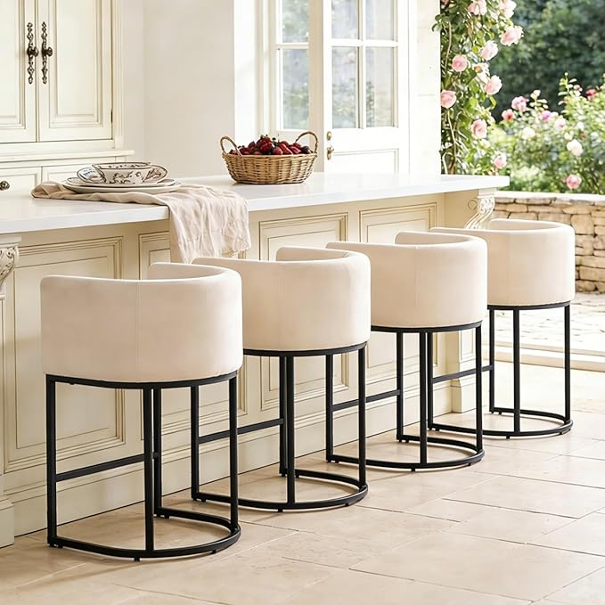 ClinQ 26" H Counter Height Bar Stools Set of 3, Modern Barrel Counter Stools - Image 8