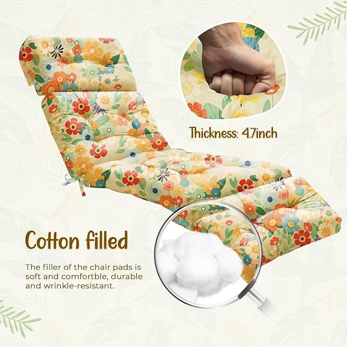 4 Pack Outdoor Chaise Lounge Chair Cushion 75.1 x 22.8 x 4.7 Inches 100% - Image 6