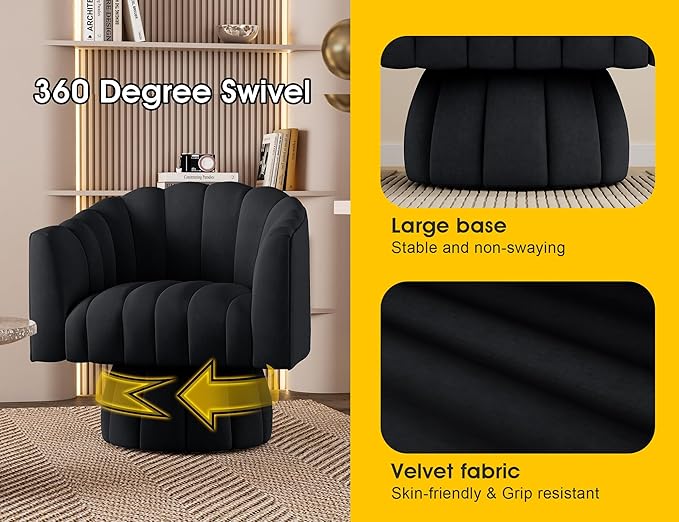 Dewhut Swivel Accent Chair, 360° Swivel Barrel Chair - Image 7