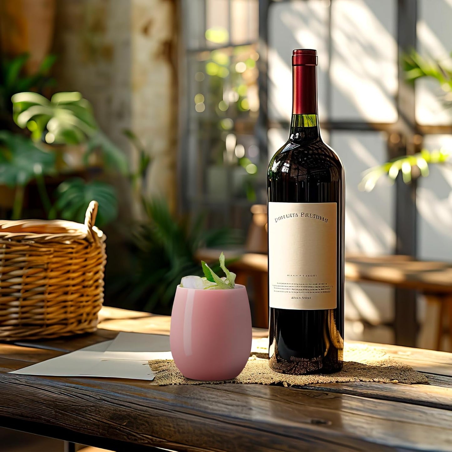 Smarty Had A Party 64 Glasses 12 oz. Solid Pink Elegant Stemless Plastic Wine Glasses, Disposable Drinkware, Plastic Wine Glasses for Parties