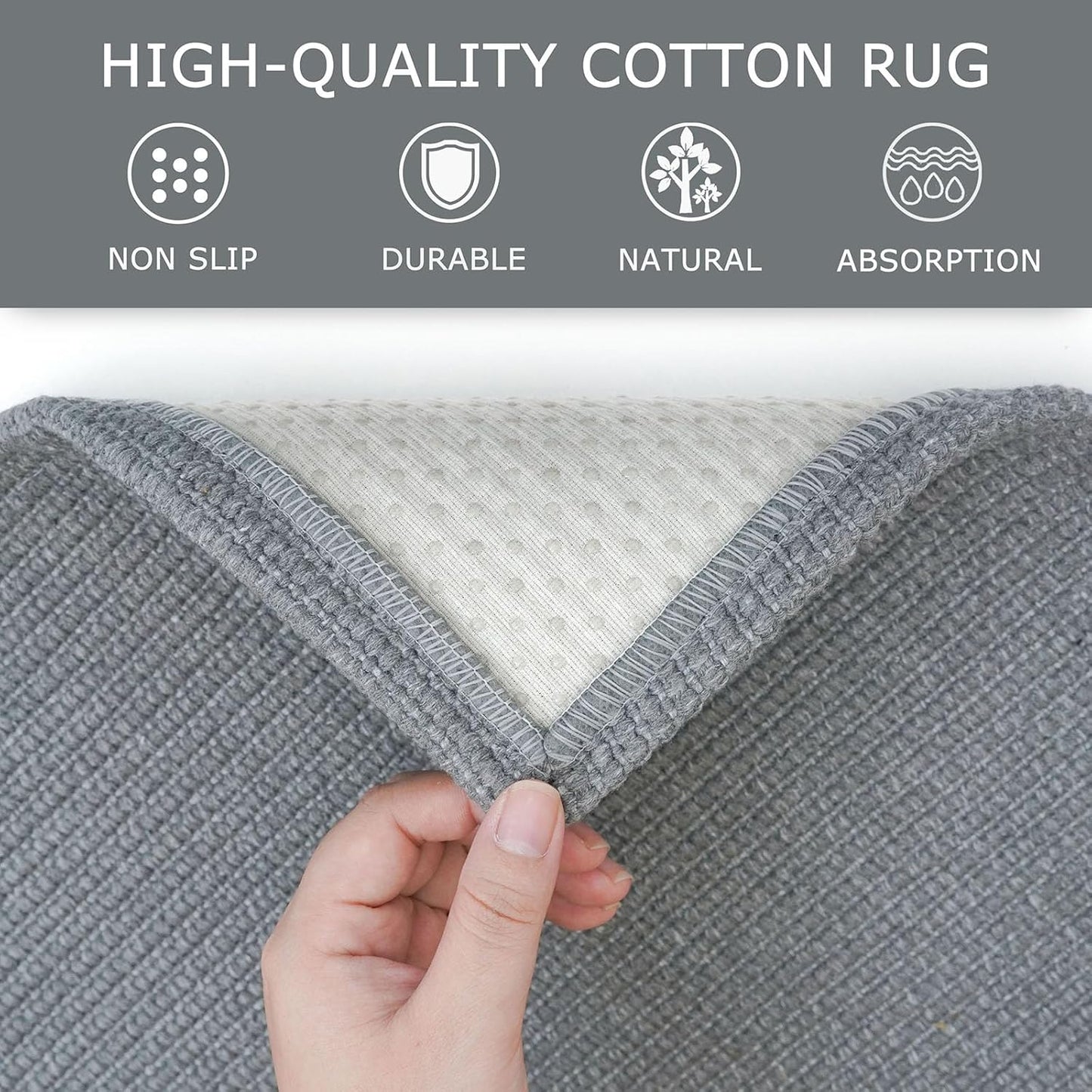 KOZYFLY Washable Runner Rug 3x12 ft Hallway Kitchen Runner Rugs with Rubber Backing Bobo Non Slip Entryway Runner Indoor, Long Carpet Runners for Hall Kitchen Entryway, Grey