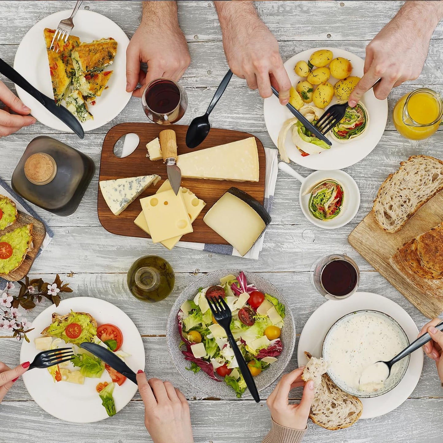 Black Compostable Silverware, 300 Count Compostable Utensils, Plastic 120 Forks 120 Spoons 60 Knives,Non Plastic Utensil, Eco Friendly Disposable Silverware for Party Office Wedding