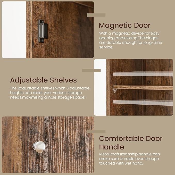 Iwell 67" Tall Storage Cabinet, Bathroom Cabinet - Image 8
