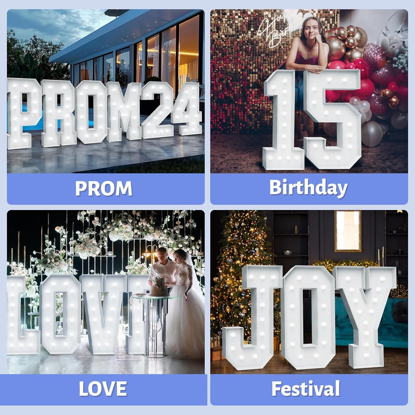 4FT Marquee Light Up Letters - Cool White Light Up Letters Q with Fixed Water Bag, Party Decoration Large Marquee Light Up Letters can Be Used for Wedding Decoration, Birthday Party Decoration