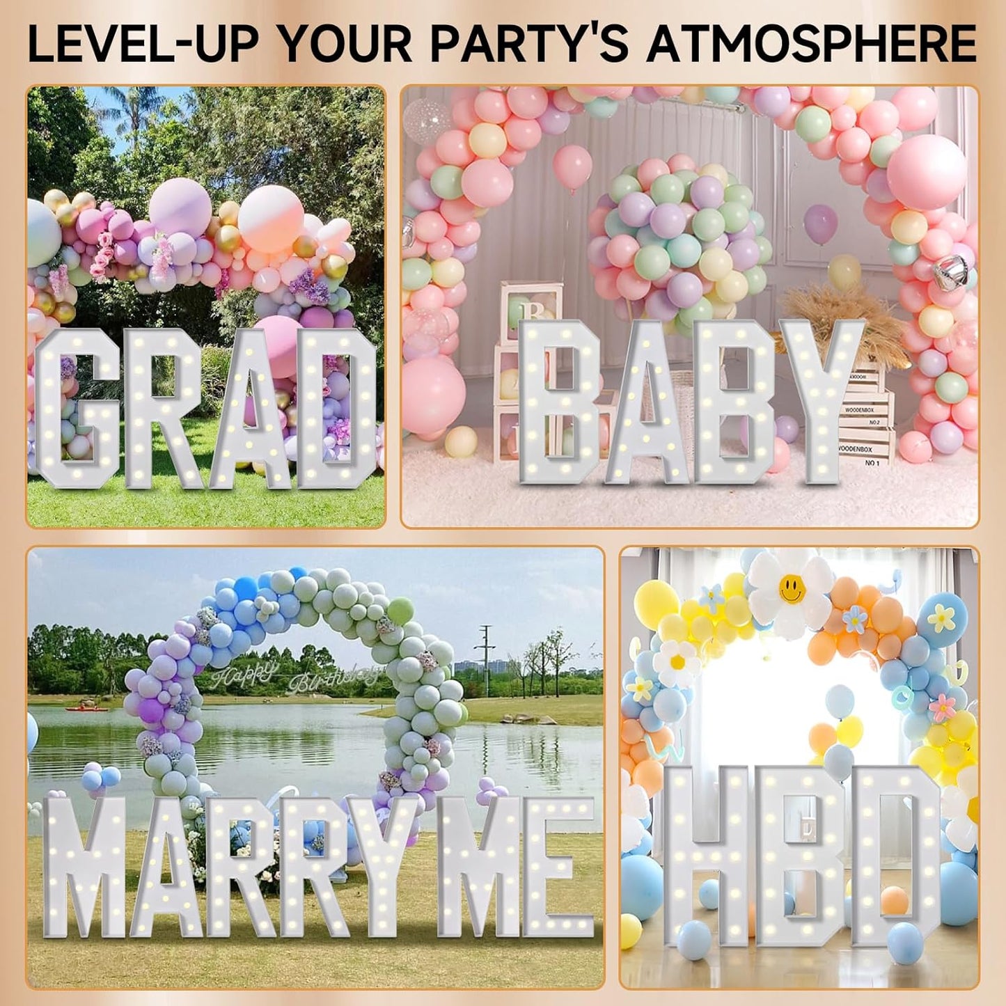 eufony Marquee Letters 4 Feet Tall, 4 FT Marquee Light Up Letters, Giant Light Up Letters 4FT for Birthday Party Baby Shower Gender Reveal Graduation Decorations, Letter A with LED Lights DIY Kit