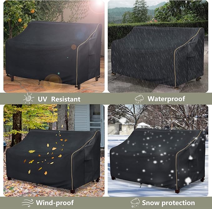 Outdoor 2-Seater Loveseat Cover, Patio Sofa Covers Fits up to 58W x 32.5D x 31H - Image 9