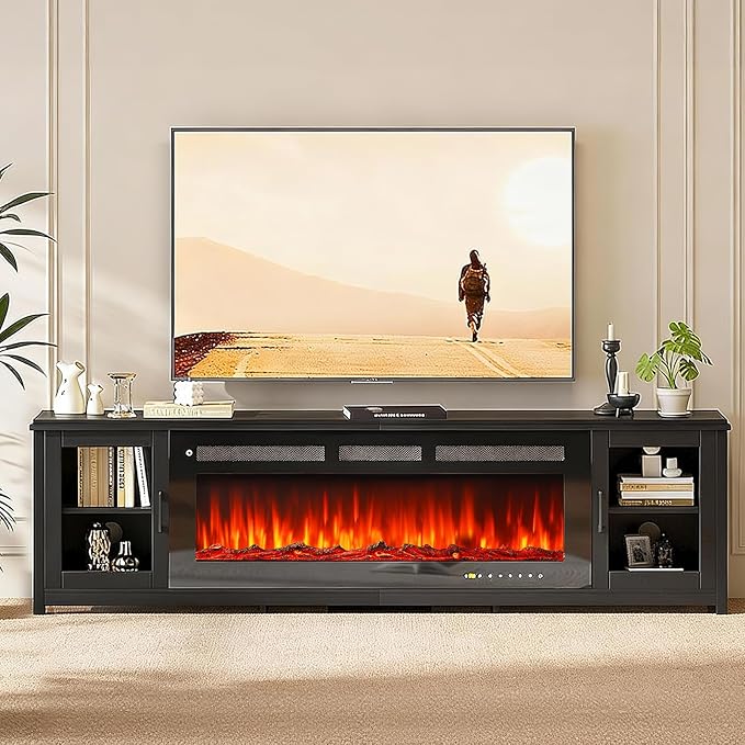 MXV 80" Fireplace TV Stand, Modern Entertainment Center - Image 9