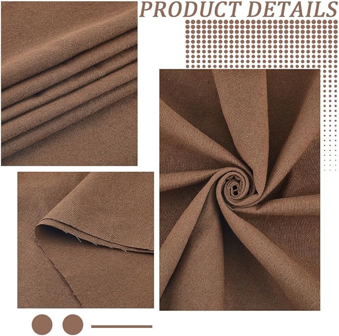 59.06 Inch Coffee Brown Needlework Fabric Natural Cotton Linen Cloth Quilting - Image 6