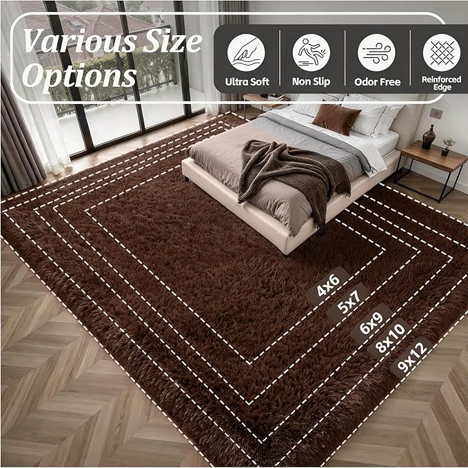 Fluffy 4x6 Area Rugs for Living Room Bedroom: Ultra Soft Shag Rug Non-Slip - Image 9