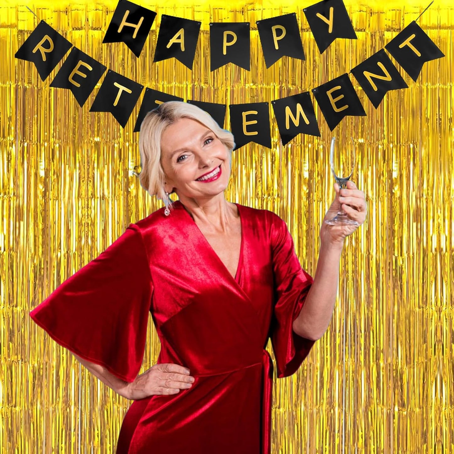 BRAVESHINE Gold Foil Fringe Backdrop Curtain - Metallic Tinsel Photo Backdrop Streamers for Men 50th Birthdays Decorations, Anniversary, Christmas, New Years, Engagement Party Decorations