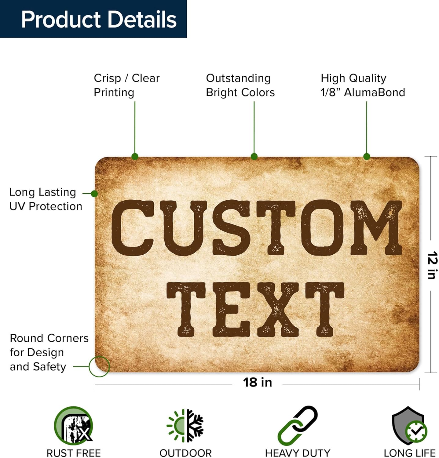 Custom Sign, Custom Street Sign, 11 Font Colors, 13 Font Styles, 4 Hole Options, 22 Sizes, 12x18 Inches, Rust Free DiBound, Fade Resistant, Made in USA by My Sign Center (Vintage)