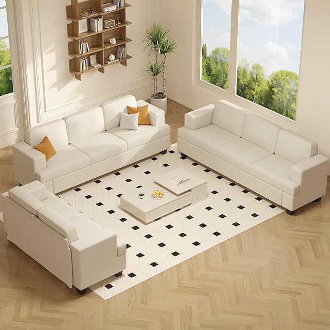 Apicizon 3 Piece Sofa Set 89'' 3-Seat Couch Sofa - Image 9