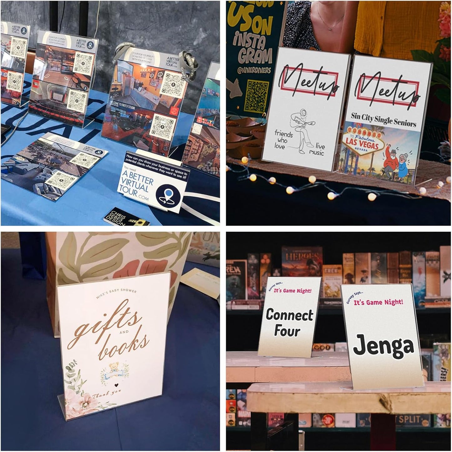 NIUBEE Slanted Back Acrylic Sign Holder 8.5 x 11 Inches, Clear Plastic Sign Holder Paper Display Table Stand for Office, Store, Restaurant (3 Pack)