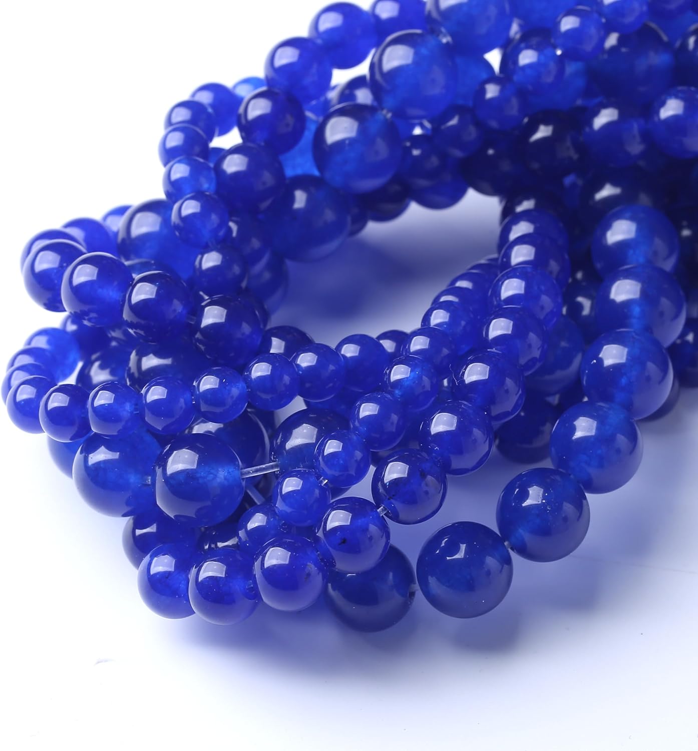 Mysterious Blue Chalcedony Stone Beads Gemstone Round Crystal Energy Jade Beads Stone Beads for Jewelry Making DIY Bracelet Necklace Jewelry Making 1 Strand 15.5inch 4MM