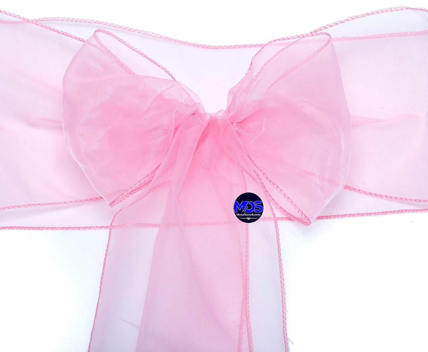 MDS Pack of 200 PCS Organza Chair Sashes Wider Dining Chair Bows Ribbon Tie Back for Wedding Party Birthday Bridal Shower Reception Event Banquet Home Chair Cover Decoration - Blush Pink