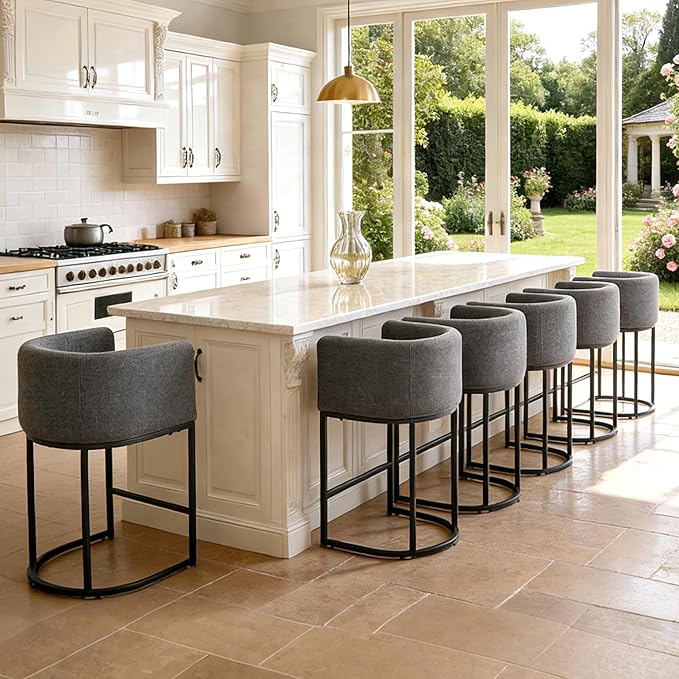 ClinQ 26" H Counter Height Bar Stools Set of 4, Modern Barrel Counter Stools - Image 7