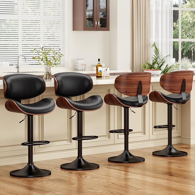 YaFiti Swivel Bar Stools for Kitchen Counter, Adjustable Bentwood Barstools - Image 6