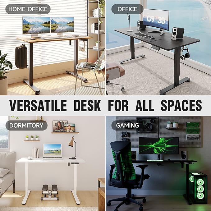 Veken 63 Inch Electric Standing Desk, Height Adjustable Sit Stand Up, Wood - Image 8