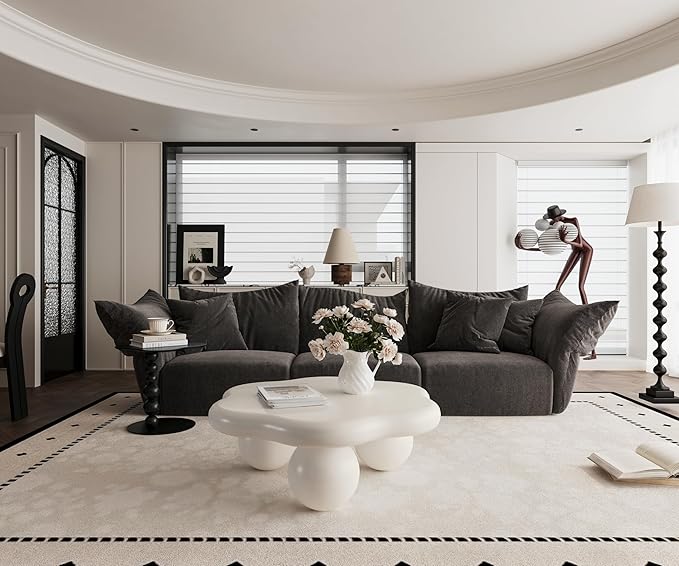 35" Cloud Coffee Table with 3 Ball Legs, Modern Minimalist Petal Center Table - Image 9