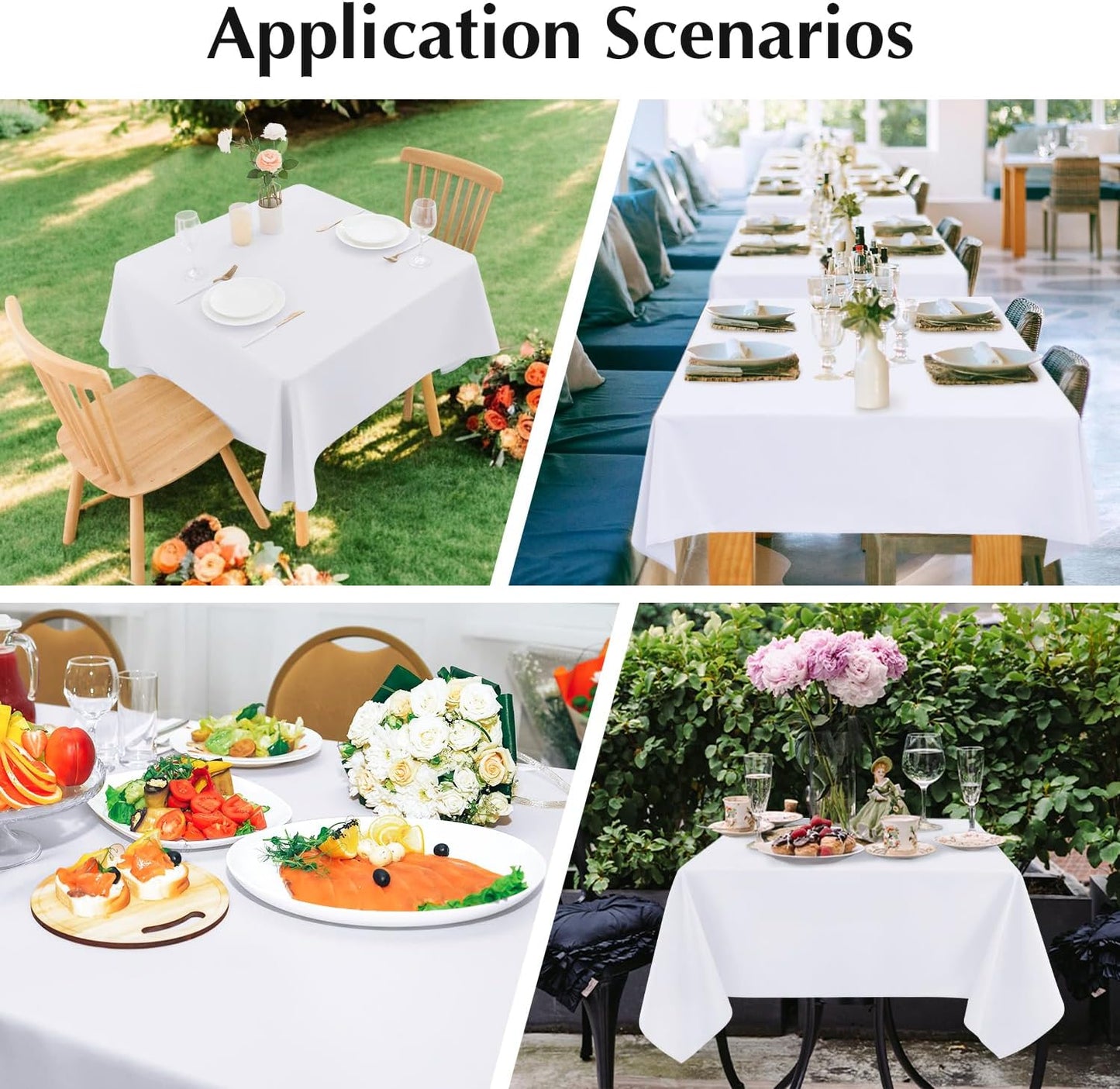 2 Pack Square Table Cloth 52X52 Inch White Washable Fabric Tablecloth Polyester Solid Dining Table Cover for Birthday Party Dinner Holiday Outdoor Indoor