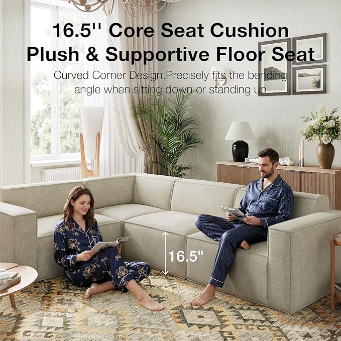 Novilla 117.7" Modular Sectional Sofa, No Assembly Cloud Sectional Couch - Image 13