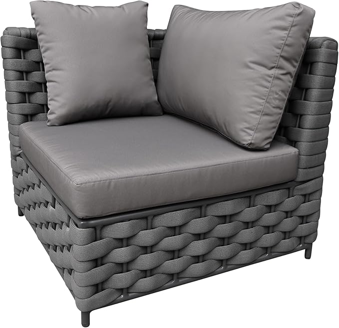 TWT Dark Gray Left Arm Outdoor Sofa, Modular Patio Chair - Image 6