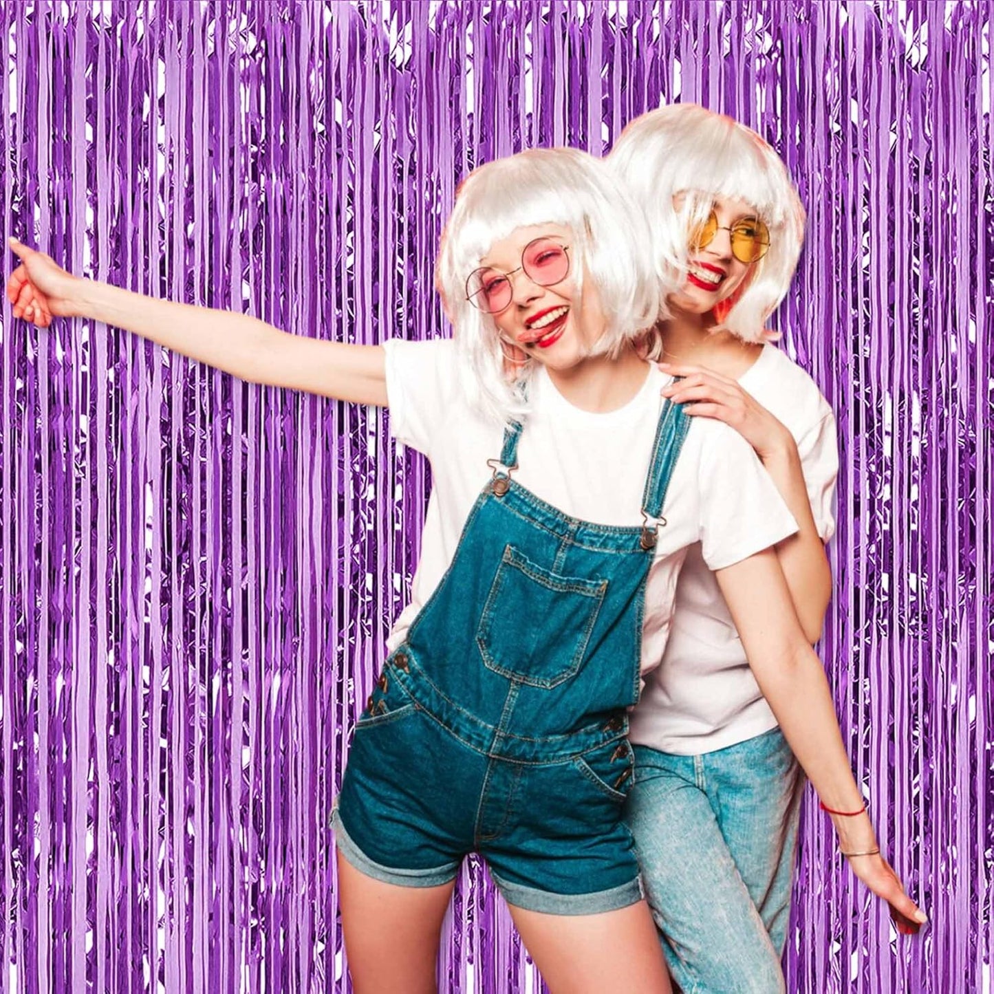 3 Pack Light Purple Foil Fringe Curtains Backdrop, 3.28 x 9.8 Ft Metallic Streamers Tinsel Curtains Background for Photo Booth, Birthday, Halloween, Christmas, Thanksgiving, New Year Party Decorations