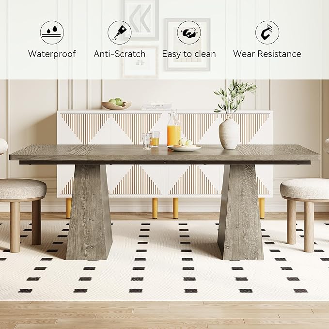 LITTLE TREE Dining Table for 6 People, Wooden Table, Rectangle Furniture - Image 7