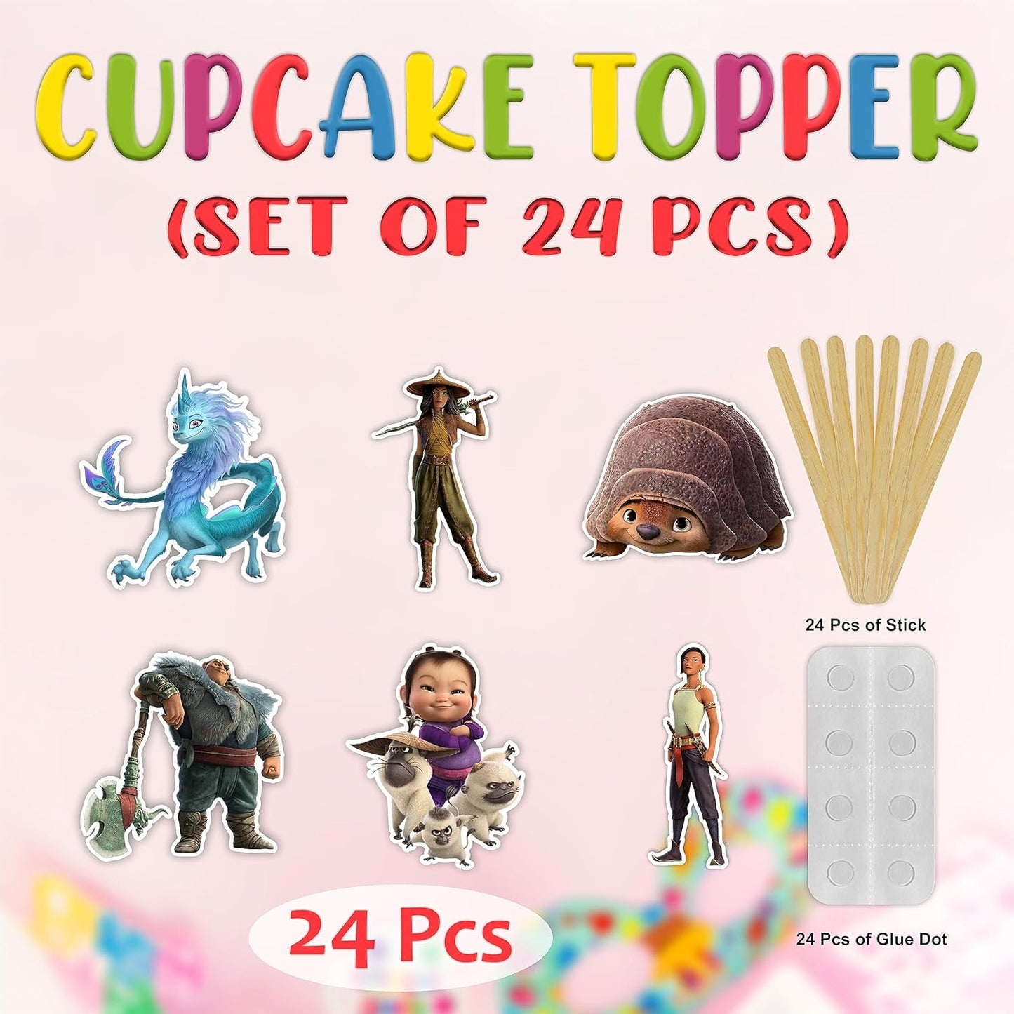 "Raya and the Last Dragn Cupcake Topper β Princess and Fantasy-Themed Party Decoration β Colorful Cupcake Picks Featuring and Friends for Birthday Parties and Themed Celebrations"